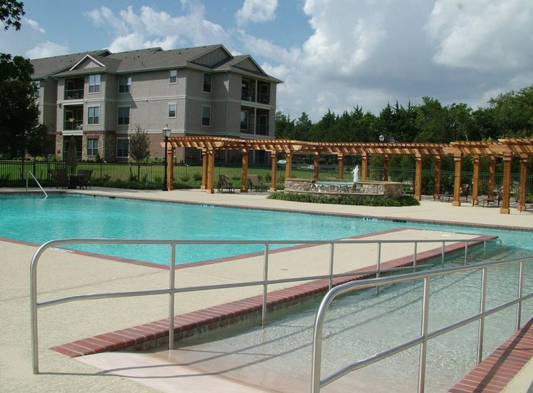 Swimming Pool with hand rails leading into the pool